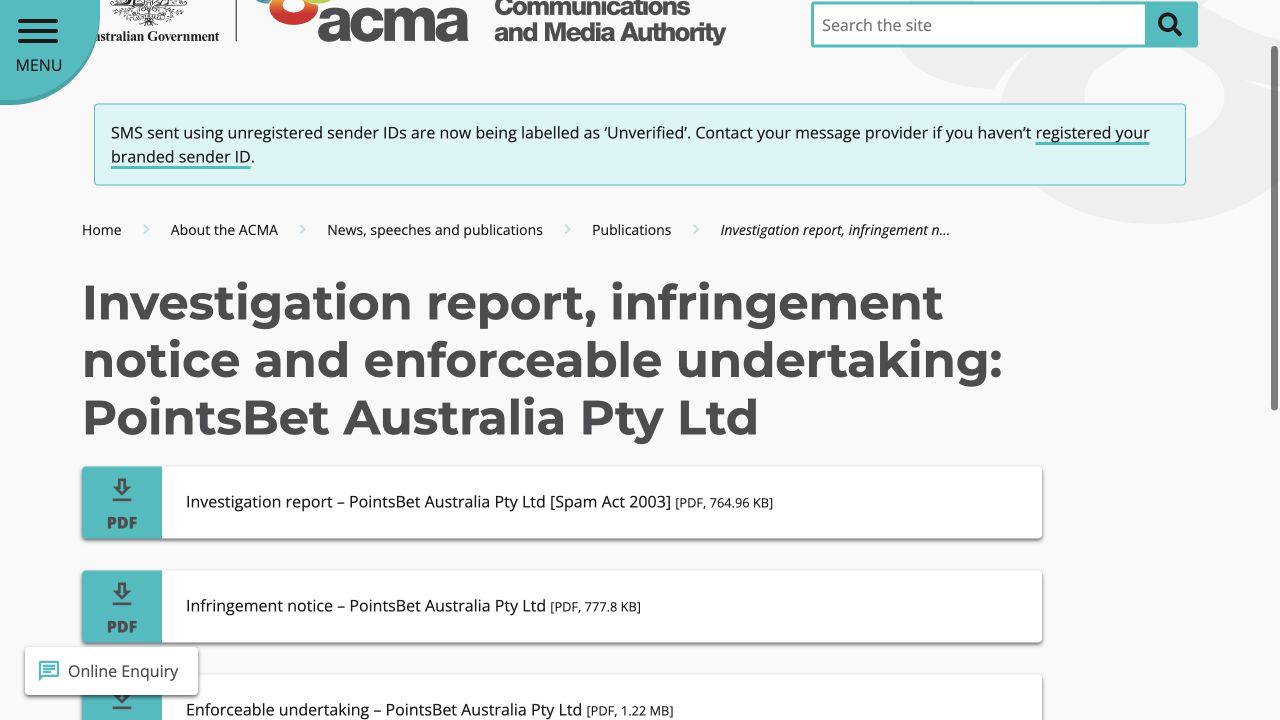 Official source record for PointsBet Australia, captured on 10 August 2026