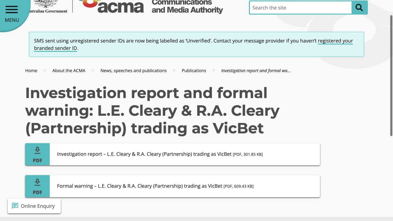 Official source record for VicBet, captured on 10 August 2026